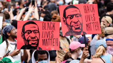 (Photo courtesy Lee Harvey, Sky Sports NBA): People march for justice for George Floyd during a Black Lives Matter protest.